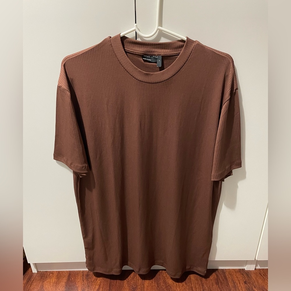 NWOT Asos Design Relaxed Ribbed T-Shirt in Brown Men’s Small